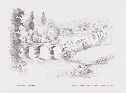 Stourhead, Wiltshire - Black & White Print from a Pencil Drawing