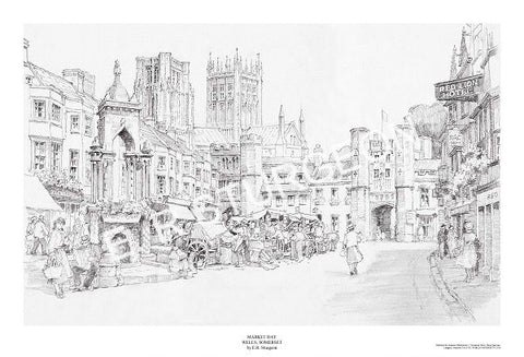 Market Day, Wells, Somerset - Pencil Drawing