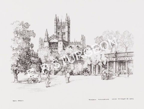 Bath Abbey, Somerset- Black & White Pencil Drawing